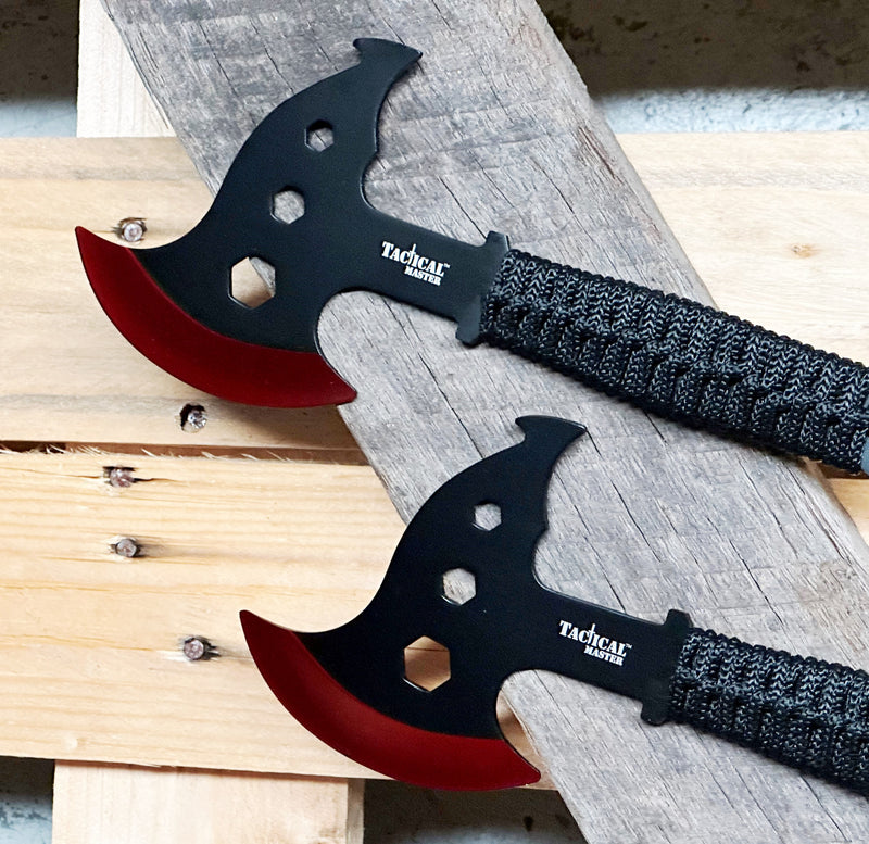 Tactical Master 10" Red Throwing Axe Set