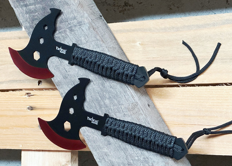 Tactical Master 10" Red Throwing Axe Set