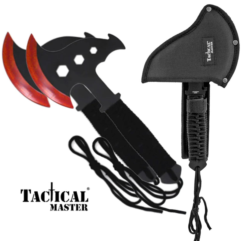 Tactical Master 10" Red Throwing Axe Set