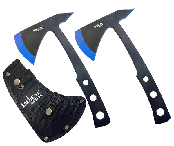 Tactical Master 9.5" Black/Blue Throwing Axe Set