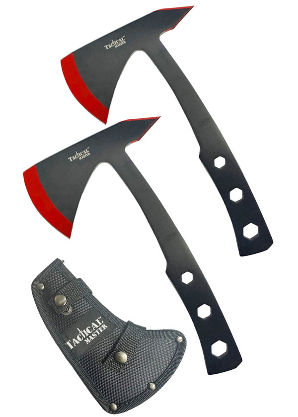 Tactical Master 9.5" Black/Red Throwing Axe Set