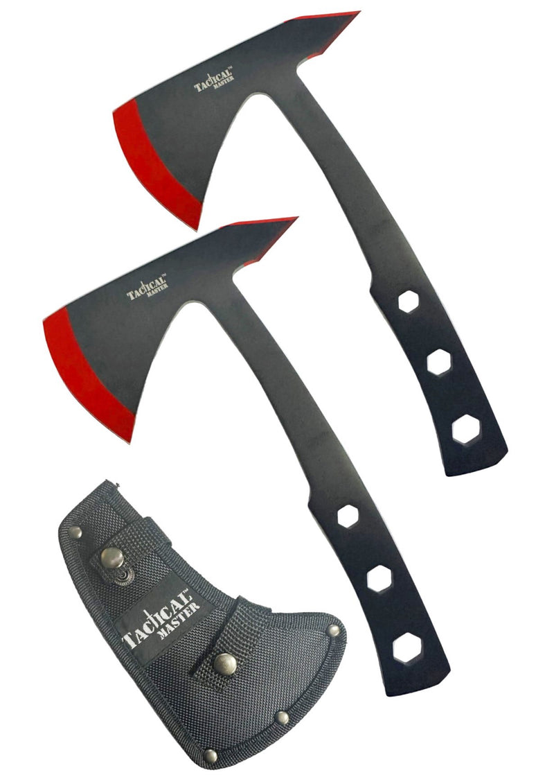 Tactical Master 9.5" Black/Red Throwing Axe Set