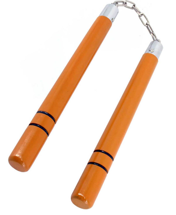 Nunchaku 12″ Wood Orange Gloss Finish with Two Black Grooves