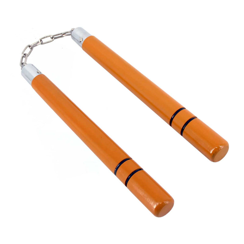 Nunchaku 12″ Wood Orange Gloss Finish with Two Black Grooves