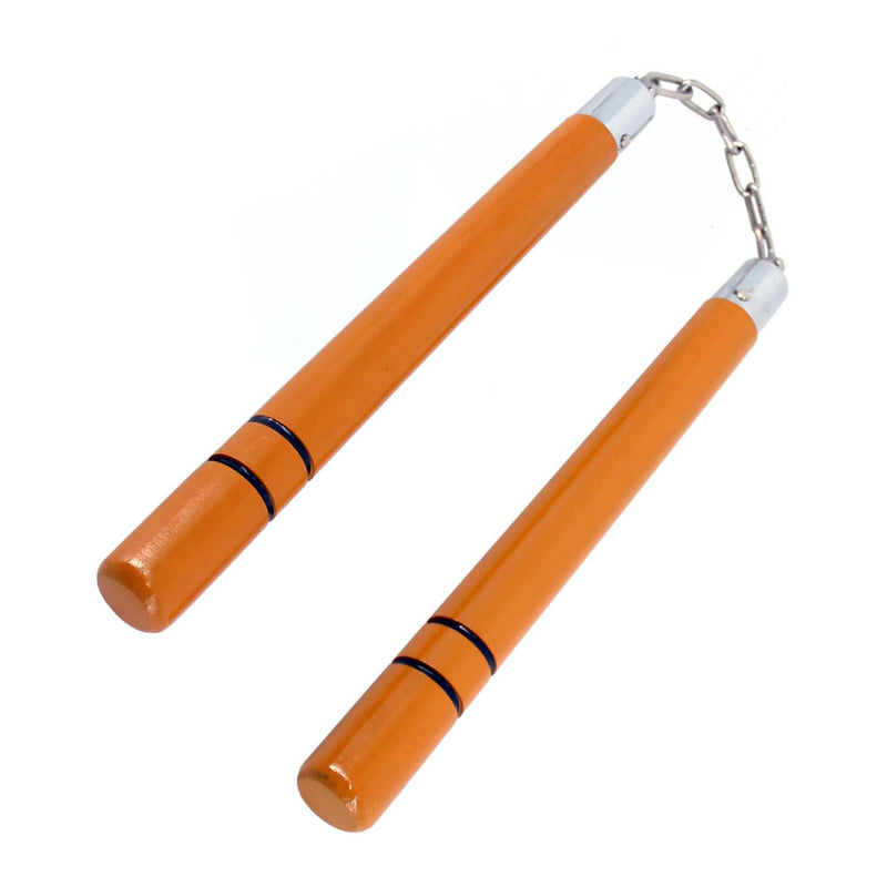 Nunchaku 12″ Wood Orange Gloss Finish with Two Black Grooves