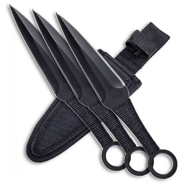 Perfect Point Black Kunai Throwing Knife Set 12″