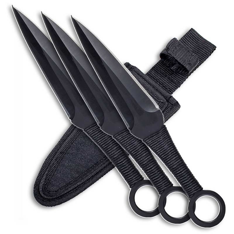 Perfect Point Black Kunai Throwing Knife Set 12″
