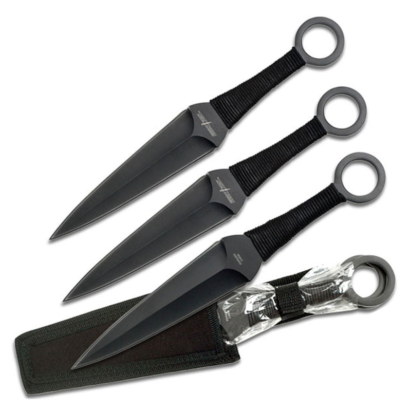 Perfect Point Black Kunai Throwing Knife Set 12″