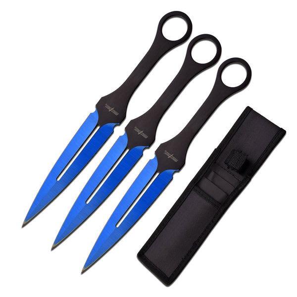 Perfect Point Blue Kunai Throwing Knife Set 9"