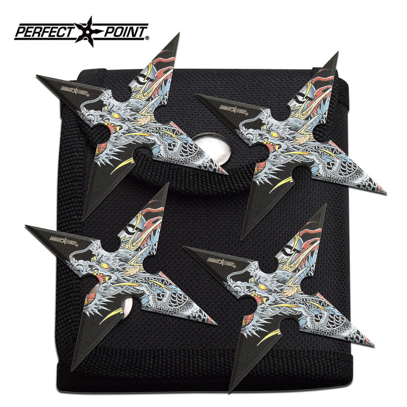 Backorder - Perfect Point Embossed Dragon Throwing Star Set