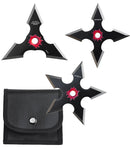 Perfect Point 3" Assorted Black Silver Tip Gunshot Throwing Star 3 Set