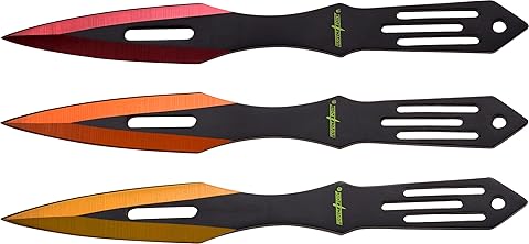 Perfect Point Red, Orange, Gold Arrowpoint Throwing Knife Set 6.5″