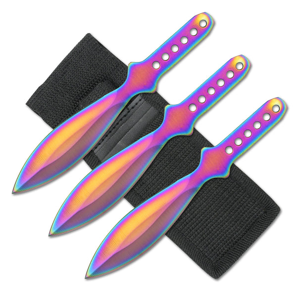 Blades USA Rainbow Throwing Knife Set 6″