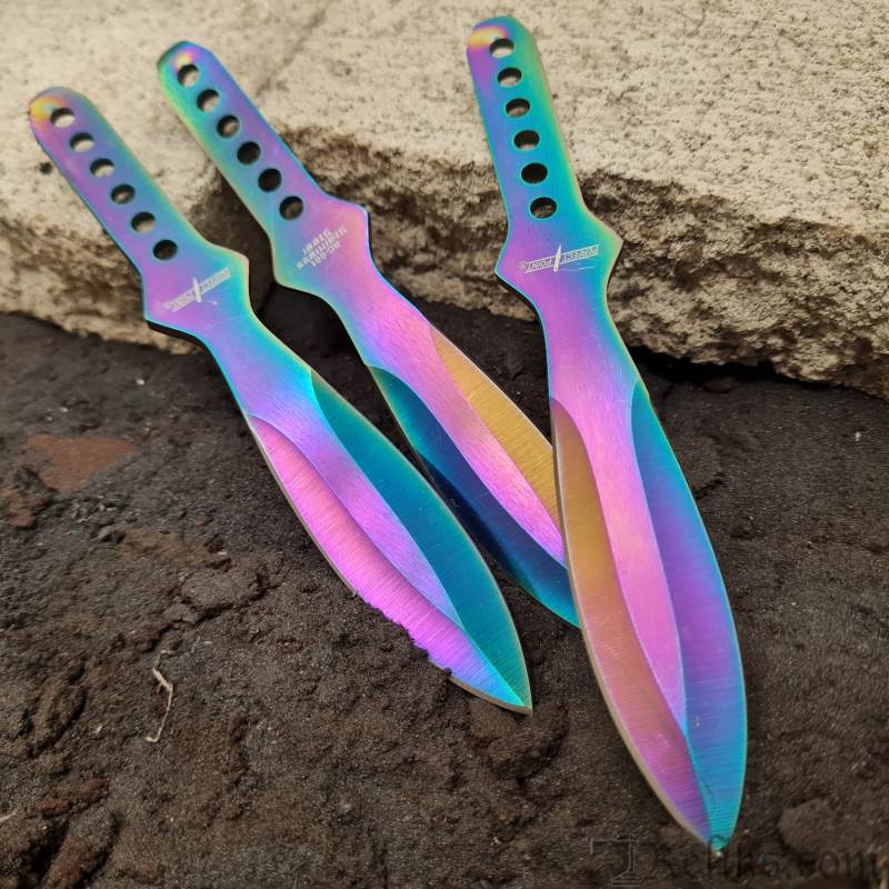 Blades USA Rainbow Throwing Knife Set 6″