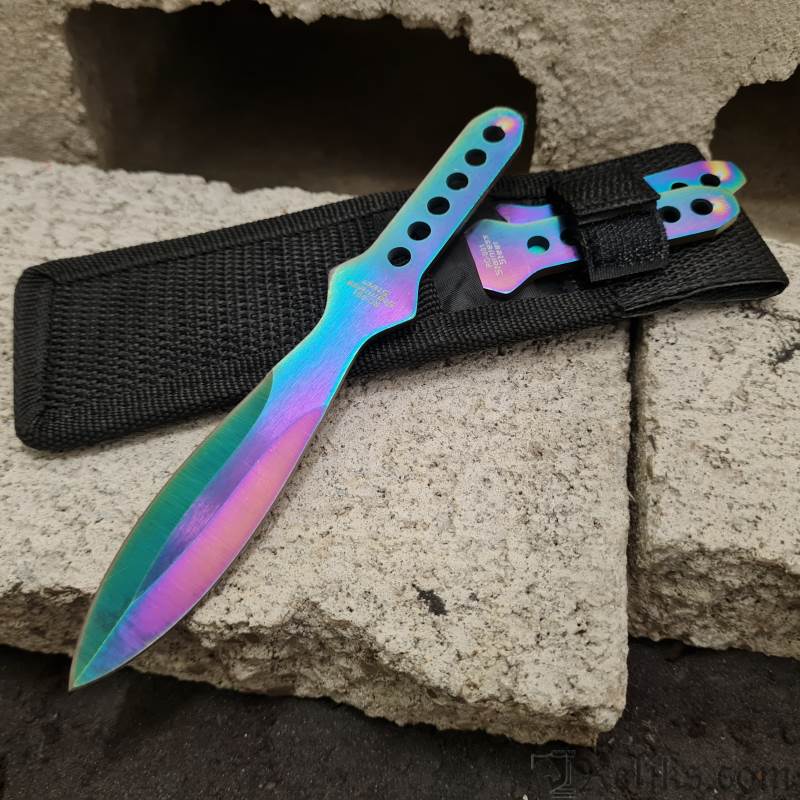 Blades USA Rainbow Throwing Knife Set 6″
