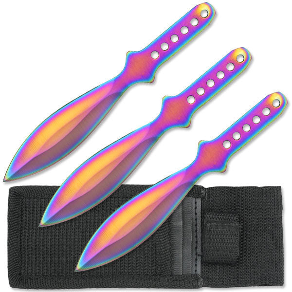 Blades USA Rainbow Throwing Knife Set 6″