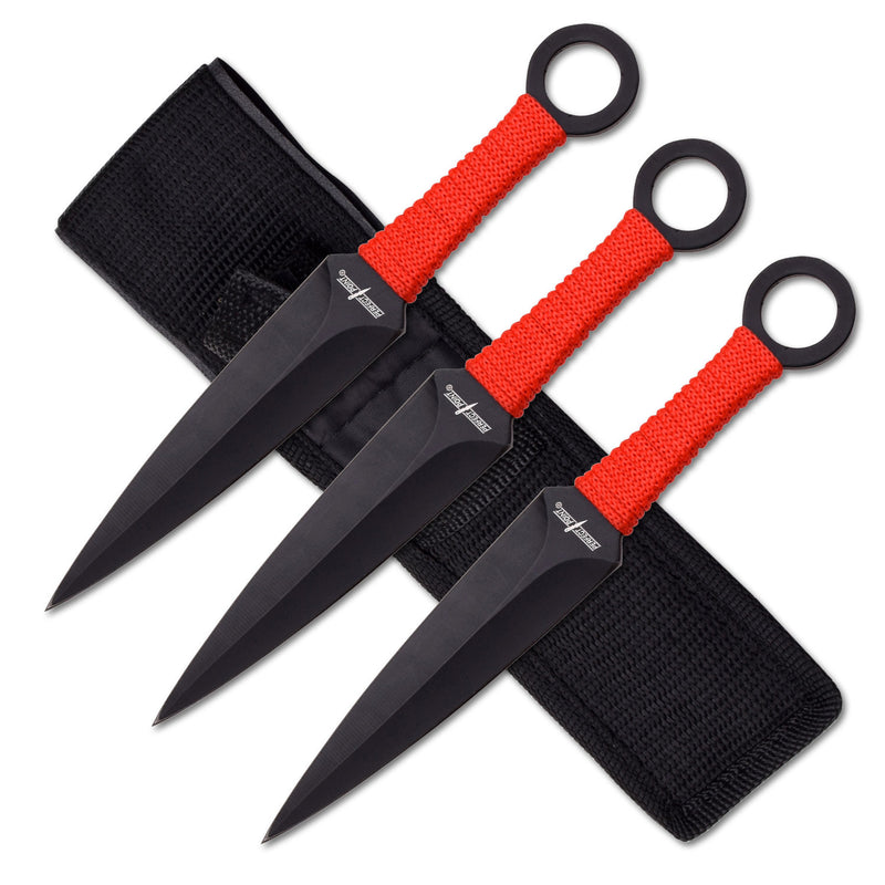 Backorder - Perfect Point Red Kunai Throwing Knife Set 6.5"
