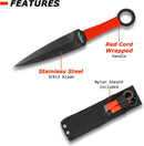 Backorder - Perfect Point Red Kunai Throwing Knife Set 6.5"