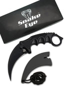 Snake Eye Fixed Blade Black Karambit 7.75" Knife