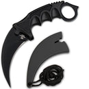 Snake Eye Fixed Blade Black Karambit 7.75" Knife