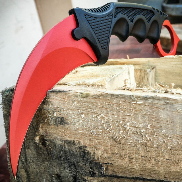 Snake Eye Red Karambit Tactical Fixed Blade 7.75″ Knife