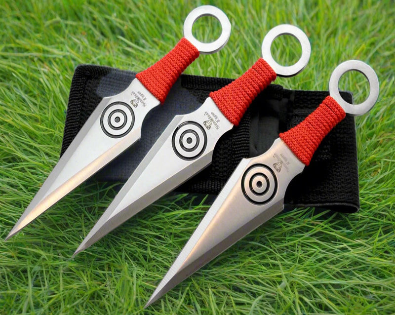 Perfect Point Red Target Kunai Throwing Knife Set 6.25″