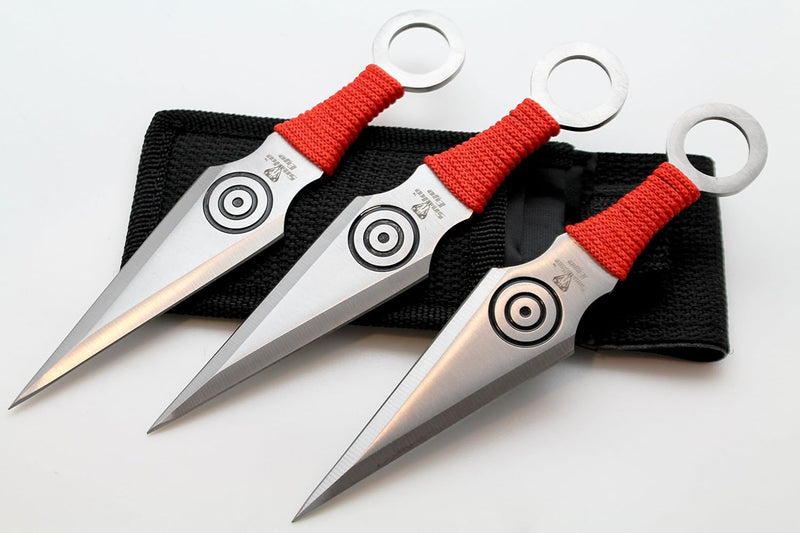 Perfect Point Red Target Kunai Throwing Knife Set 6.25″