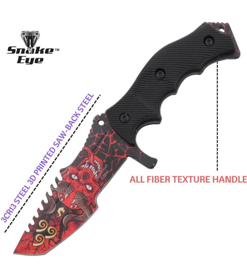 Snake Eye Tactical 8.5″ Red Skull Huntsman Fixed Blade Knife