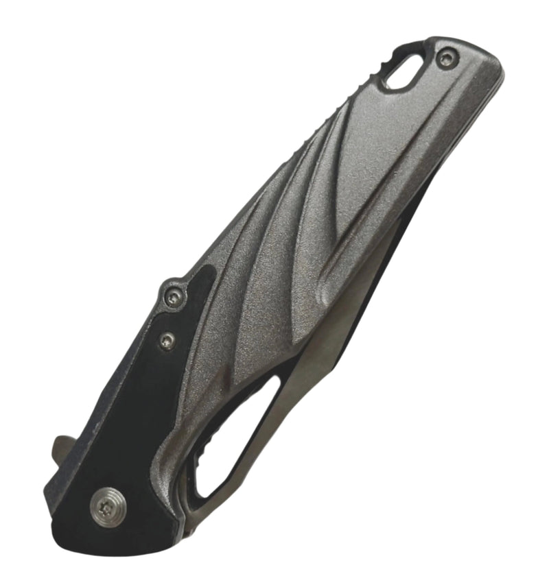 Snake Eye 8.25" Black/Grey Sharp Point Folding Knife