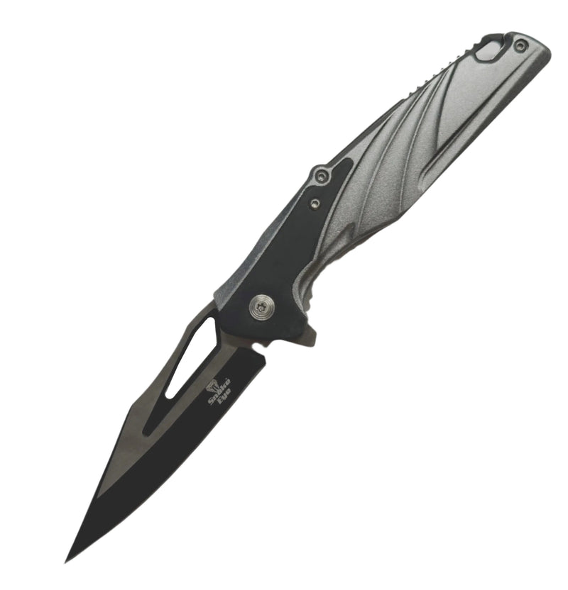 Snake Eye 8.25" Black/Grey Sharp Point Folding Knife