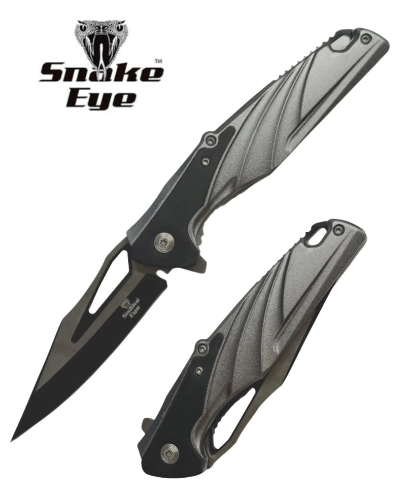 Snake Eye 8.25" Black/Grey Sharp Point Folding Knife