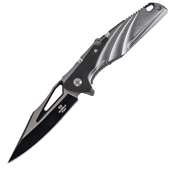 Snake Eye 8.25" Black/Grey Sharp Point Folding Knife