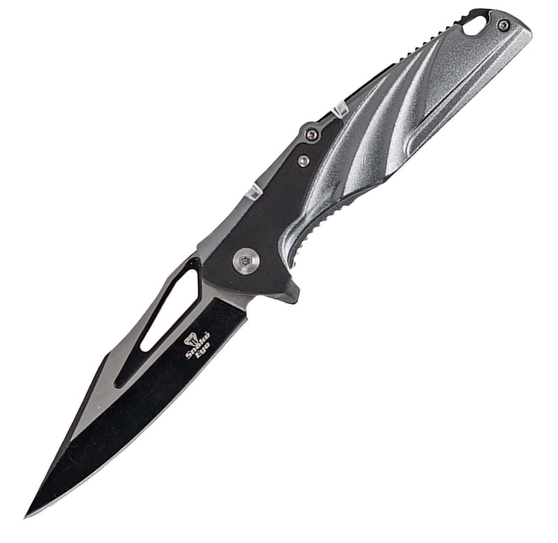 Snake Eye 8.25" Black/Grey Sharp Point Folding Knife