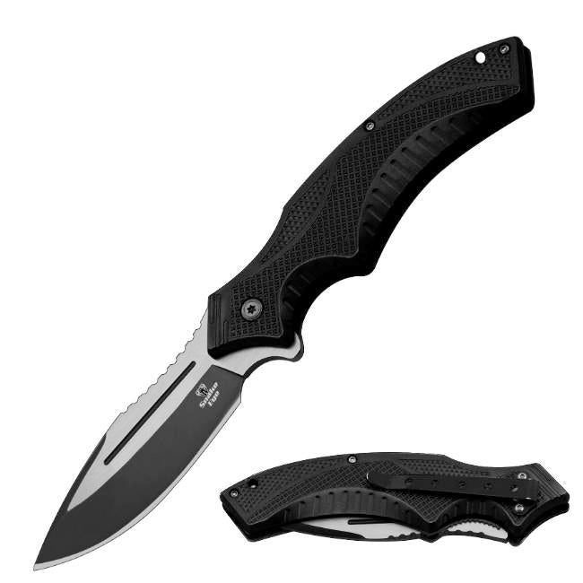 Snake Eye Xtreme 8" Black Handler EDC Drop Point Folding Knife