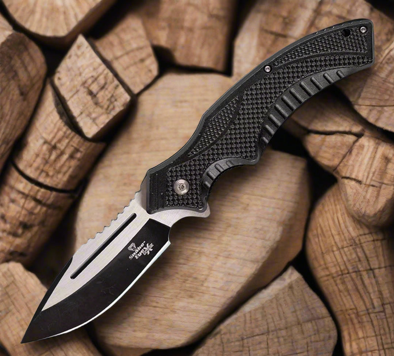 Snake Eye Xtreme 8" Black Handler EDC Drop Point Folding Knife