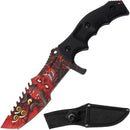 Snake Eye Tactical 8.5″ Red Skull Huntsman Fixed Blade Knife