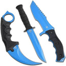 Backorder - Snake Eye Tactical CSGO Electro Blue Tactical Set: Huntsman Knife, Tactical Combat Knife and Karambit Knife