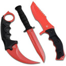 Backorder - Snake Eye Tactical CSGO Red Tactical Set: Huntsman Knife, Tactical Combat Knife and Karambit Knife