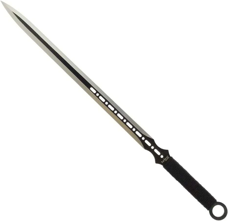 Tactical Master 27" Silver/Blk Ninja Machete Sword with 2 Throwing Knives