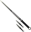Tactical Master 27" Silver/Blk Ninja Machete Sword with 2 Throwing Knives