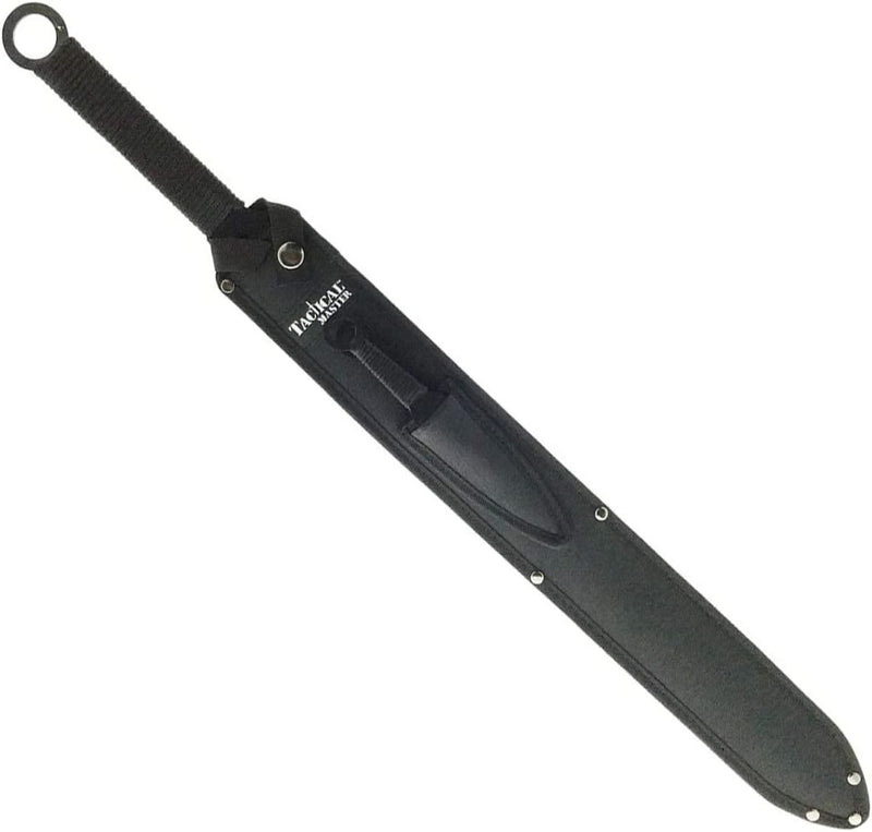 Tactical Master 27" Silver/Blk Ninja Machete Sword with 2 Throwing Knives