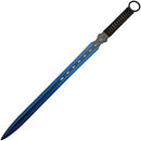 Tactical Master 27" Blue/Blk Ninja Machete Sword with 2 Throwing Knives