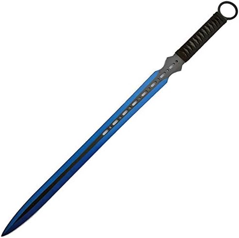 Tactical Master 27" Blue/Blk Ninja Machete Sword with 2 Throwing Knives