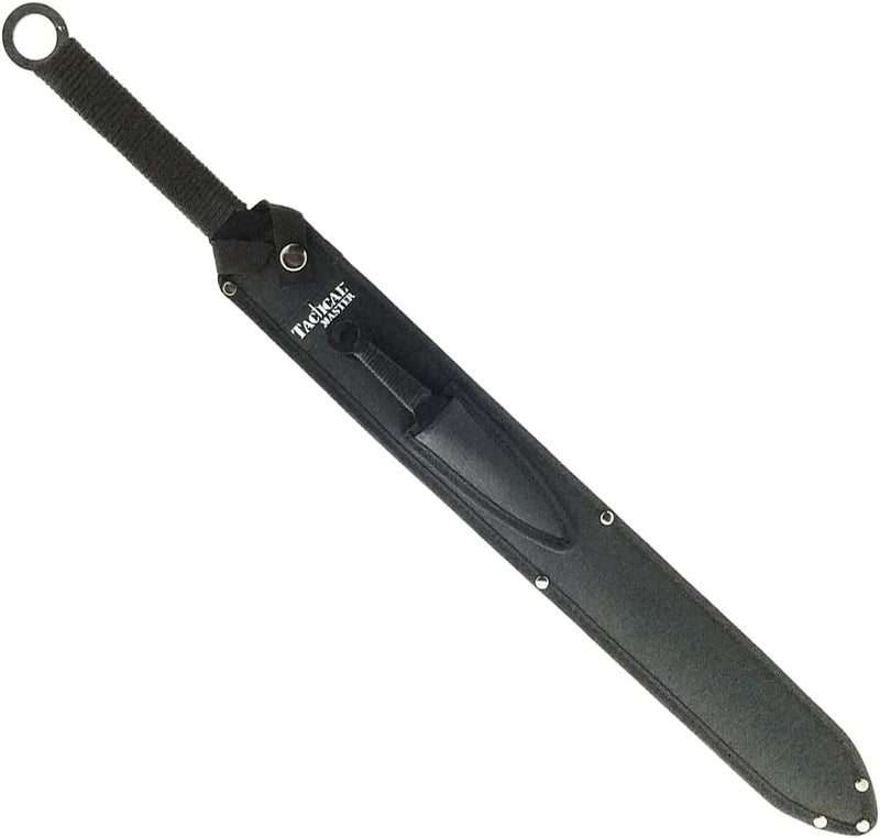 Tactical Master 27" Blue/Blk Ninja Machete Sword with 2 Throwing Knives