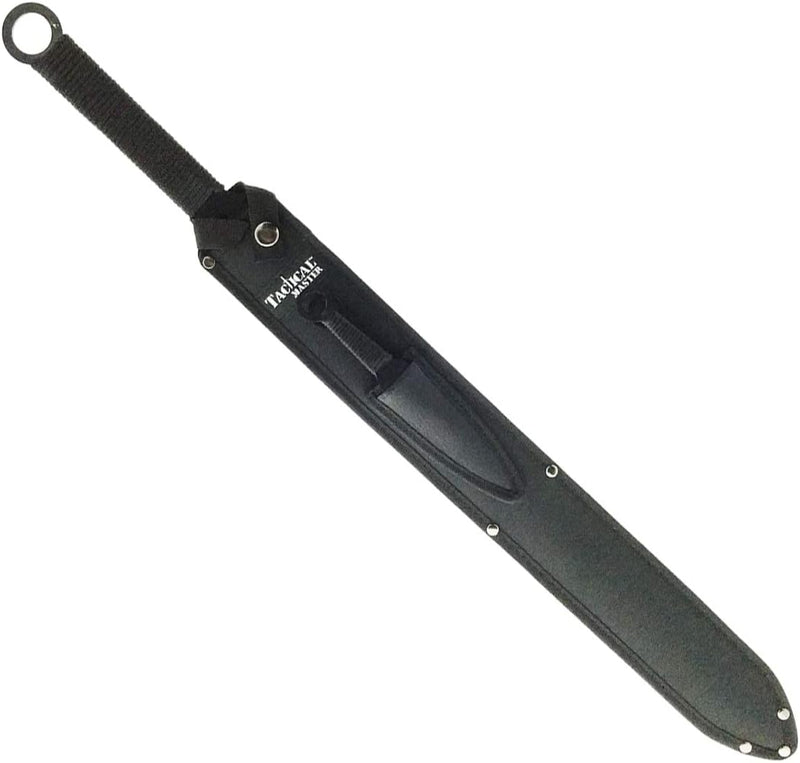 Tactical Master 27" Red/Blk Ninja Machete Sword with 2 Throwing Knives