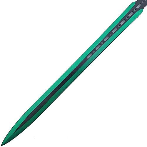 Tactical Master 27" Green/Blk Ninja Machete Sword with 2 Throwing Knives