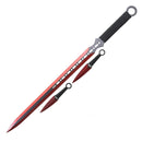 Tactical Master 27" Red/Blk Ninja Machete Sword with 2 Throwing Knives