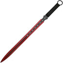 Tactical Master 27" Red/Blk Ninja Machete Sword with 2 Throwing Knives