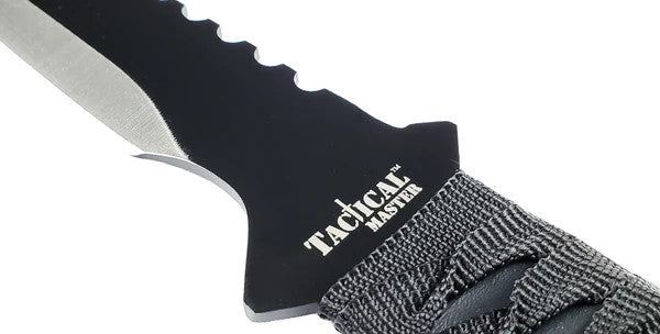 Tactical Master 27" Silver/Blk Tanto Machete Sword with 2 Throwing Knives
