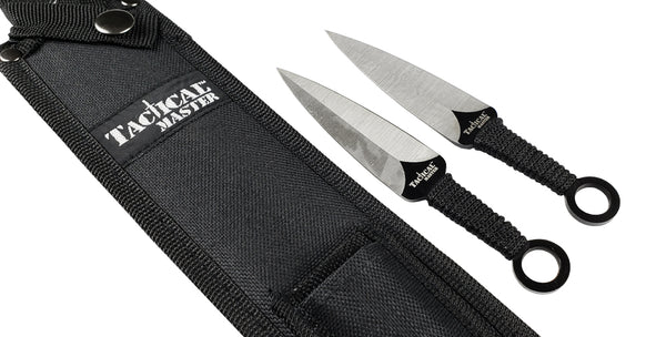 Tactical Master 27" Silver/Blk Tanto Machete Sword with 2 Throwing Knives